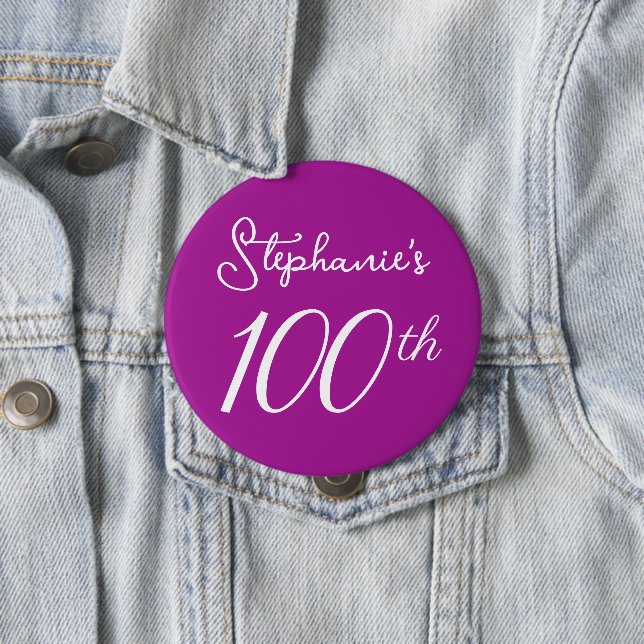 Elegant Dark Pink Monogram, 100. Geburtstag Button (Beispiel)