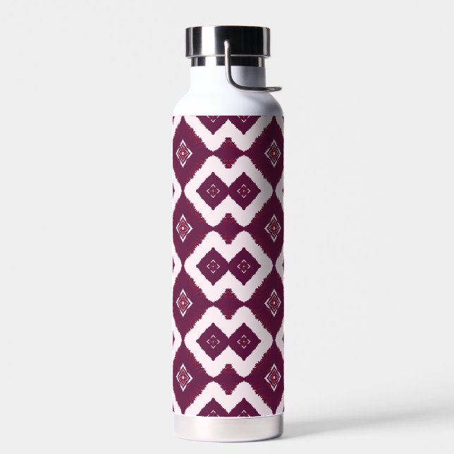 Elegant Dark Red Geometric Pattern Stainless Steel Trinkflasche (Links)