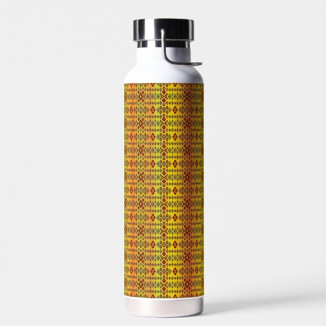 Elegant Dark Red Geometric Pattern Stainless Steel Trinkflasche (Links)