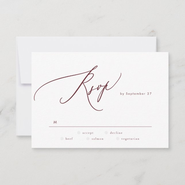 Elegant Dark Red Plum Burgund The Wedding RSVP Karte (Vorderseite)