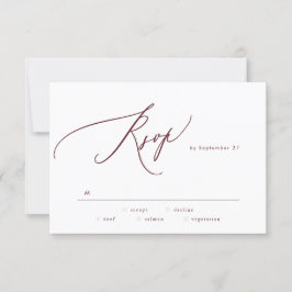Elegant Dark Red Plum Burgund The Wedding RSVP Karte