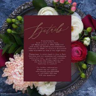 Elegant Dark Red Plum Burgundy Gold Die Hochzeit RSVP Karte