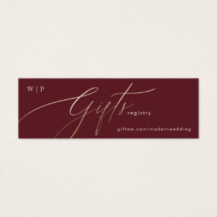 Elegant Dark Red Plum Burgundy Gold Gift Registry