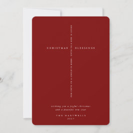 Elegant Dark Red Scripture Cross Feiertagskarte