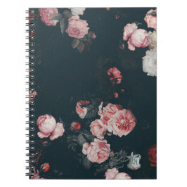 Elegant Dark Rich Chic Floral Pink Roses Notizblock