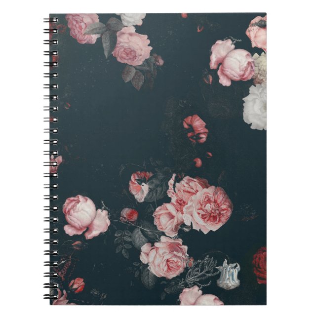 Elegant Dark Rich Chic Floral Pink Roses Notizblock (Vorderseite)