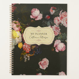 Elegant Dark Rich Chic Floral Pink Roses Planer