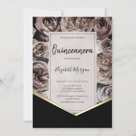 Elegant Dark Rose Quinceanera Einladung