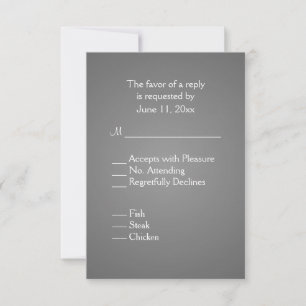 Elegant Dark Silver Wedding RSVP mit Menü