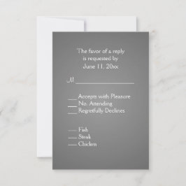 Elegant Dark Silver Wedding RSVP mit Menü Karte
