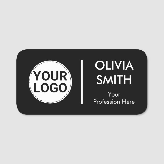 Elegant Dark Theme Simple Split in Half Employee Namensschild (Vorderseite)