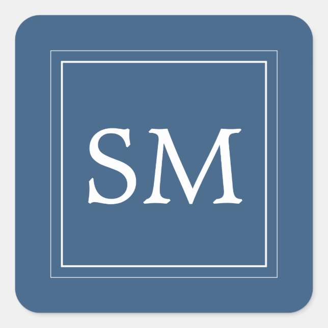 Elegant Dark Türkise White Monogram Wedding Quadratischer Aufkleber (Vorderseite)