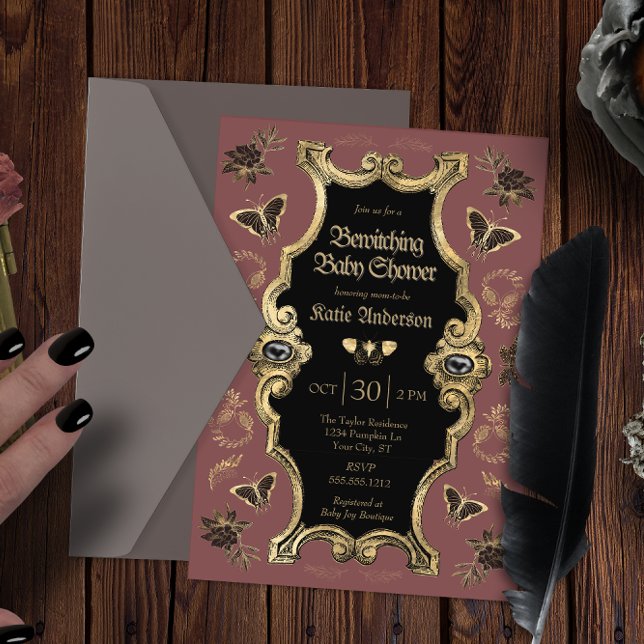 Elegant Dark Viktorianisch Gothic Baby Shower Einladung (Von Creator hochgeladen)