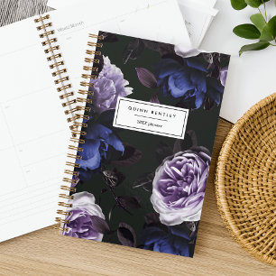 Elegant Dark Violet Floral PERSONALISIERT Planer
