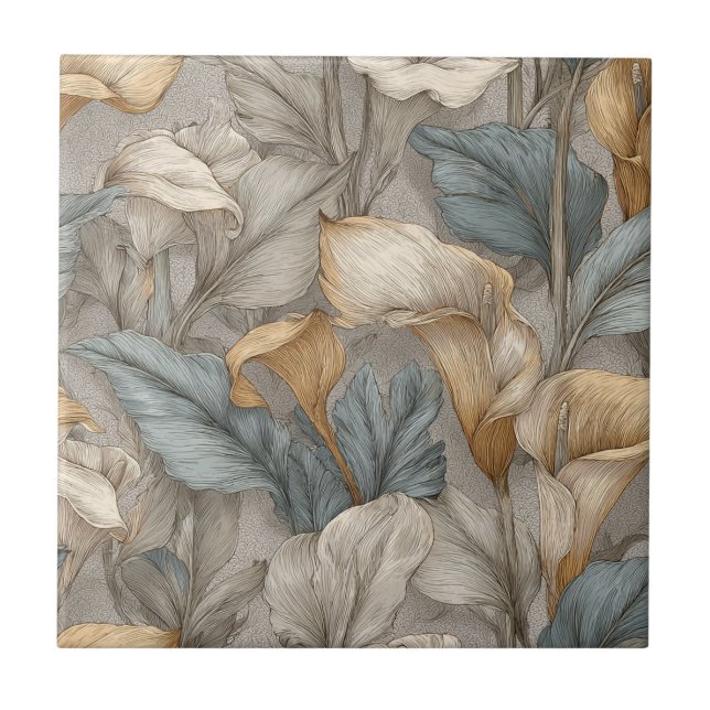 Elegant Decorative Calle Lilies  Tiles   Fliese (Vorderseite)