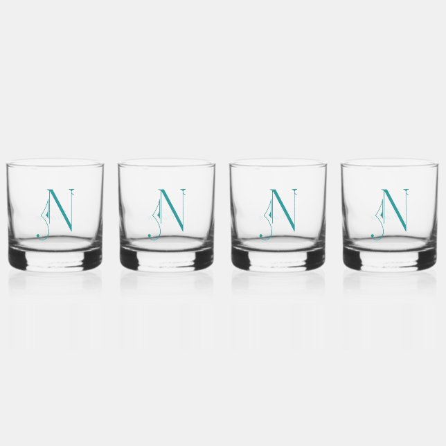 Elegant Decorative Monogrammatique Letter N Whiskyglas (Vorderseite)