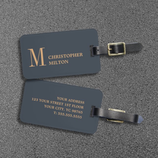 Elegant Deep Blue Brown Bold Gepäckanhänger (Von Creator hochgeladen)