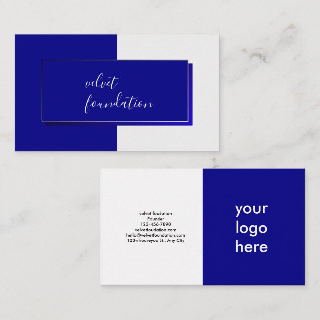 Elegant Deep Blue Modern Visitenkarte (Vorne/Hinten)