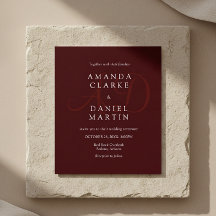 Elegant Deep Burgendy Wedding Monogram Initials 