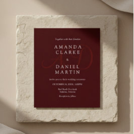 Elegant Deep Burgendy Wedding Monogram Initials  Einladung