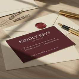 Elegant Deep Burgendy Wedding RSVP Karte