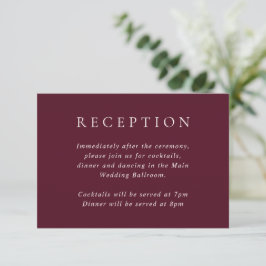 Elegant Deep Burgundy Classic Wedding Begleitkarte