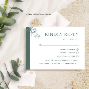Elegant Deep Green Wedding with/without Meal RSV RSVP Karte