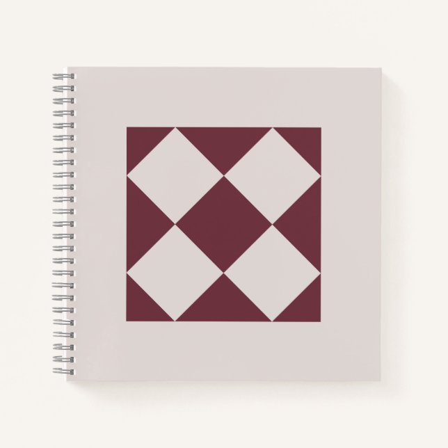 Elegant Deep Plum & Pearl Grey Geometric Notebook Notizbuch (Vorderseite)