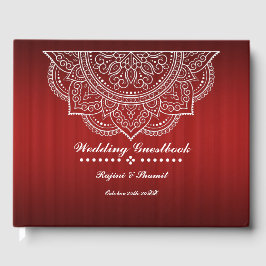 Elegant Deep Red Burgundy Paisley Mandala Gästebuch