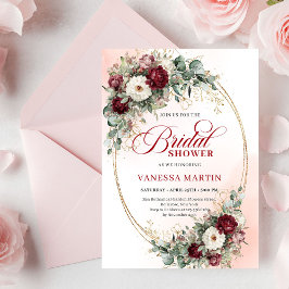 Elegant Deep Red Eucalyptus Bridal Shower Invite Einladung