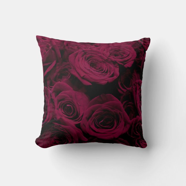 Elegant Deep red magenta Rose, romantisch floral Kissen (Vorderseite)