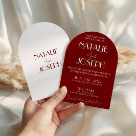 Elegant Deep Red White Burgundy Arched Wedding Einladung