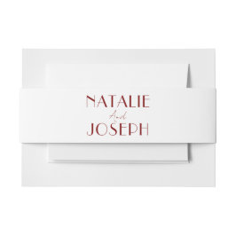 Elegant Deep Red White Burgundy Minimal Wedding Einladungsbanderole