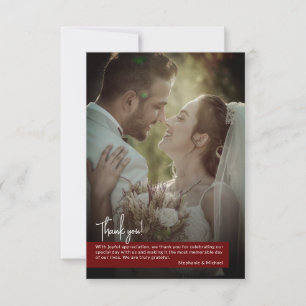 Elegant Deep Ruby Red Foto Banner Wedding Dankeskarte
