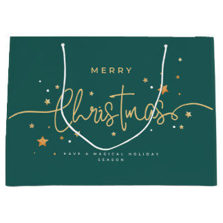 Elegant Deep-Teal Christmas Gift Bag | Modern Holi Große Geschenktüte