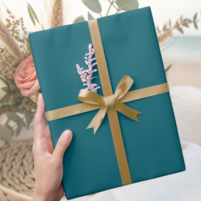 Elegant Deep Teal Minimalist Wrapping Paper Roll Geschenkpapier (Von Creator hochgeladen)
