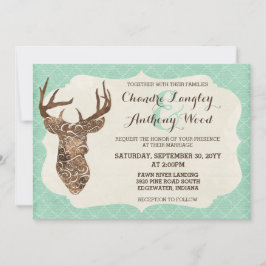 Elegant Deer Antlers Rustic Country Wedding Einladung
