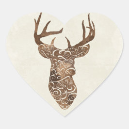 Elegant Deer Antlers Rustic Country Wedding Herz-Aufkleber