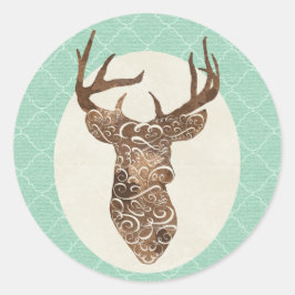 Elegant Deer Antlers Rustic Country Wedding Runder Aufkleber