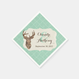 Elegant Deer Antlers Rustic Country Wedding Serviette