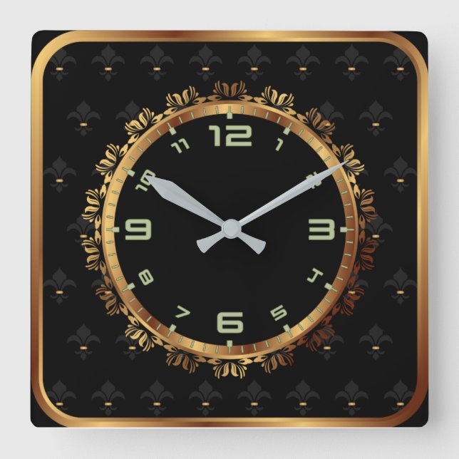 elegant dekoriert quadratische wanduhr (Vorderseite)