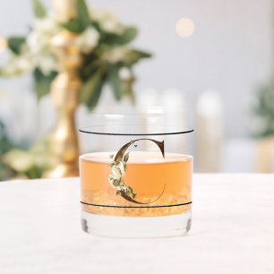 Elegant dekoriert Schwarzes Monogramm C Whiskyglas