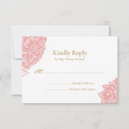 Elegant Delicate Dusty Pink Floral Wedding  RSVP Karte