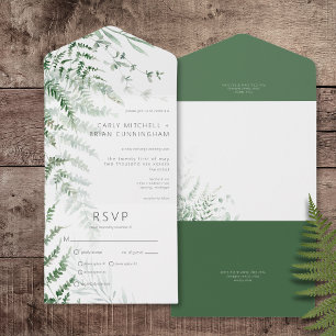 Elegant Delicate Greenerity Ferns Dinner All In One Einladung