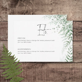 Elegant Delicate Greenerity Ferns Wedding Details Begleitkarte