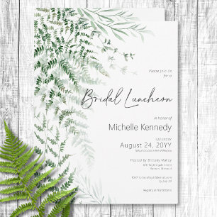 Elegant Delicate Greenery Ferns Bridal Luncheon Einladung