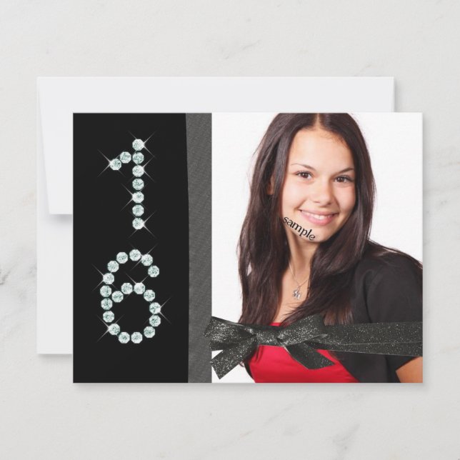 Elegant Deluxe 3 Foto Sweet 16. Geburtstag Einladung (Vorderseite)