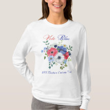 Elegant Democratic VOTE BLUE Womens floral