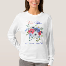 Elegant Democratic VOTE BLUE Womens floral T-Shirt