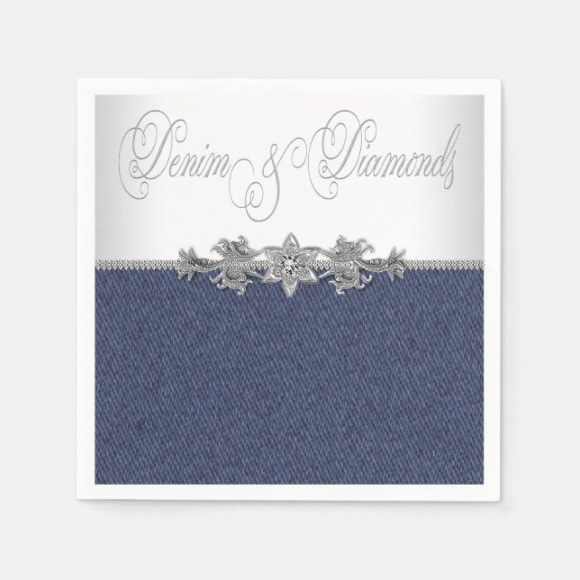 Elegant Denim und Diamonds Serviette (Vorderseite)